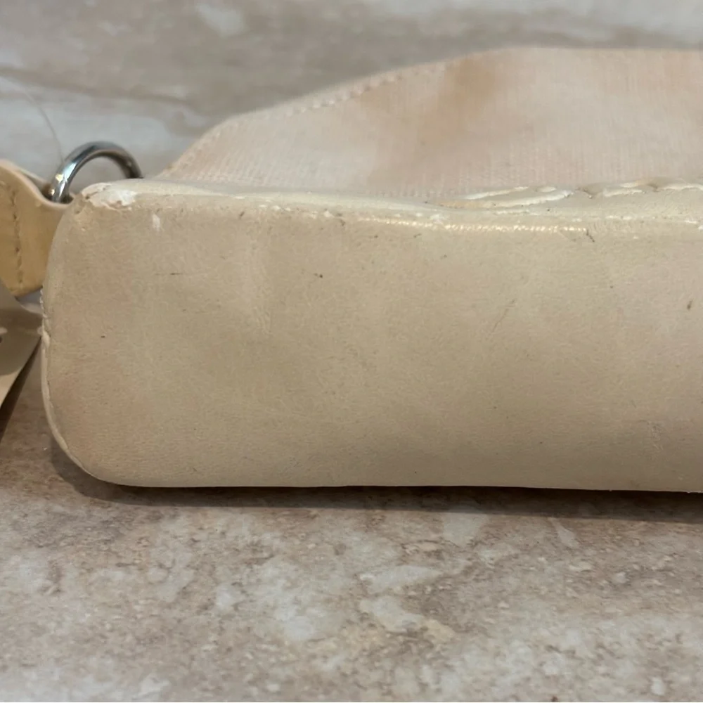 Chloe rounded linen and pleather cosmetic bag